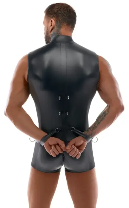 Svenjoyment Bondage bodijs ar aprocēm – melns – L Foto 6