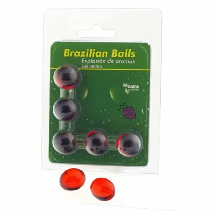 Taloka Brazilian Balls masāžas gēla kapsulas – zemene – 5 gab.