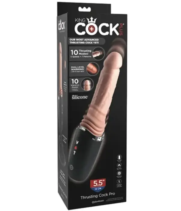 KING COCK PLUS Thrusting Pro – нагревающееся устройство с толчками – светлый – 12,7 см – USB-C