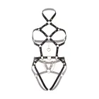 Vegan Leather Harness Bodysuit – Black – M — Photo 2