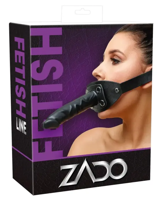 ZADO Leather Gag with Removable Dildo – Black