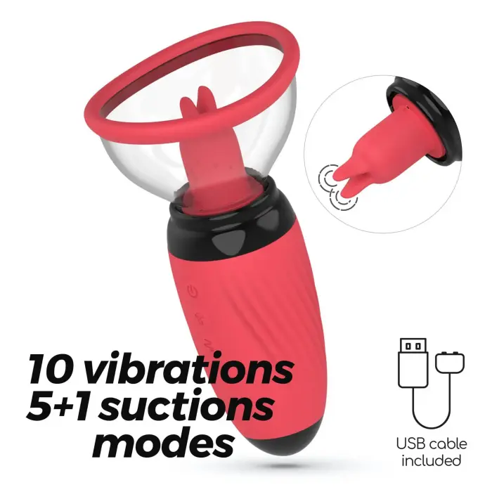 Crushious Scarlet Vibrating Tongue & Suction Stimulator – 14.6 cm (5.75″) – Red Photo