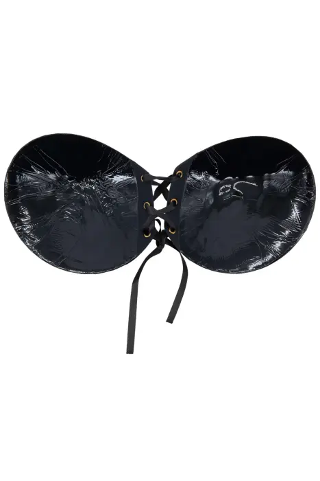 Close Ties līmējamais krūšturis ar šņorējamu priekšpusi – melns – One Size Foto 4