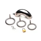 Lockable Stainless Steel Chastity Cage with 3 Rings — Photo 5