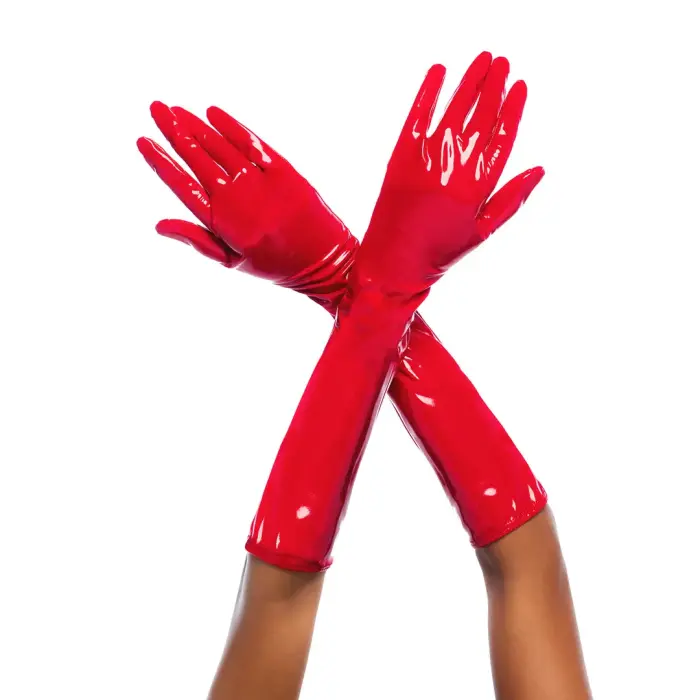 High Gloss Gloves with Drawstring – Gloss Red – L/XL