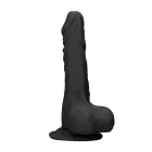Realistlik dildo munanditega – 20 cm (8″) – Must — Foto 9