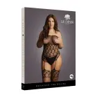 Strapless Crotchless Mesh Bodysuit with Attached Stockings – Black – Plus Size — Photo 1