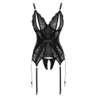 Cottelli Collection Basque S Matte Finish with Lace Details, Crotchless Thong – S – Black — Photo 7