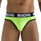 Macho MTG001 – vīriešu stringi ar dubultām aizmugures lencēm – fluorescējoši dzelteni – L — Foto 2