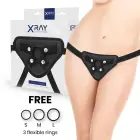 XRAY – reguleeritavad strap-on rakmed 3 silikoonrõngaga – must — Foto 1
