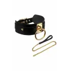 KINKY DIVA O-Ring Collar & Leash Black/Gold Adjustable Vegan Leather — Photo 2