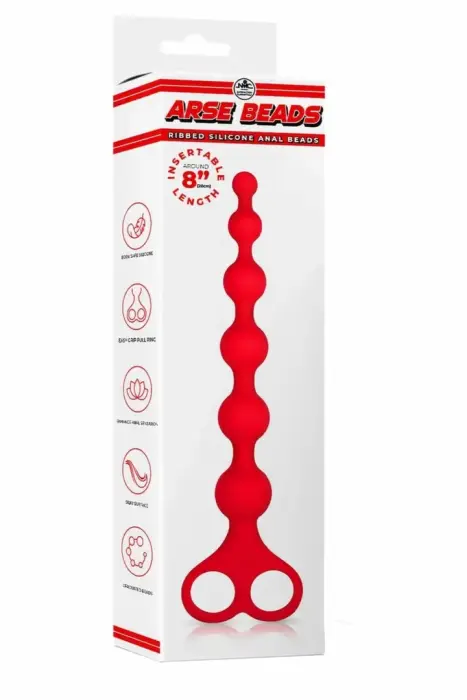 NMC 8 Inch Ribbed Silicone Beads – red – flexible graduated design – 20 cm