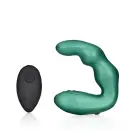 Išlenktas vibruojantis prostatos masažuoklis su nuotolinio valdymo pulteliu – 10 cm (4″) – Metalinis žalias — Nuotrauka 10