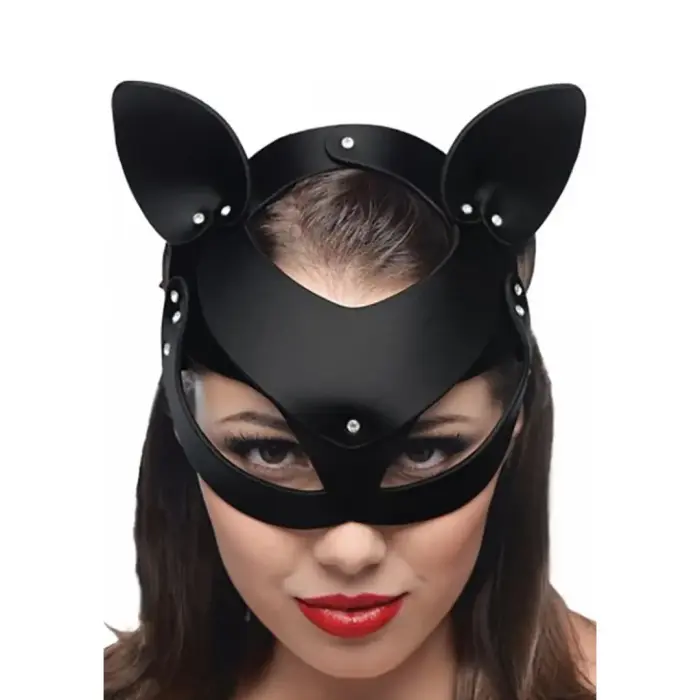 Bad Kitten Leather Cat Mask – Black
