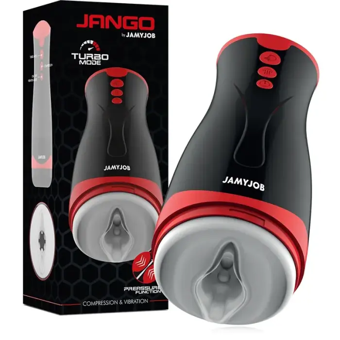 Jamyjob Jango Compression & Vibration Masturbator – Black-Red