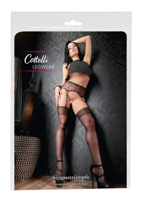 Cottelli Collection sukad 20 Denier Velvet Soft Classic Border – mustad