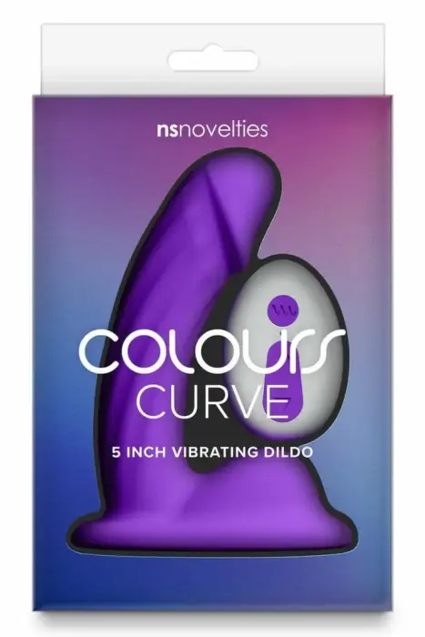 COLOURS Curve – curved rechargeable silicone vibrator with remote – purple – 12.7 cm