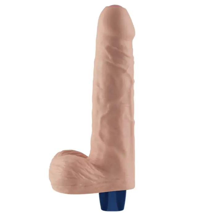 Real Softee uzlādējams vibrējošs dildo – 23 cm (9″) – Miesas krāsa Foto 5