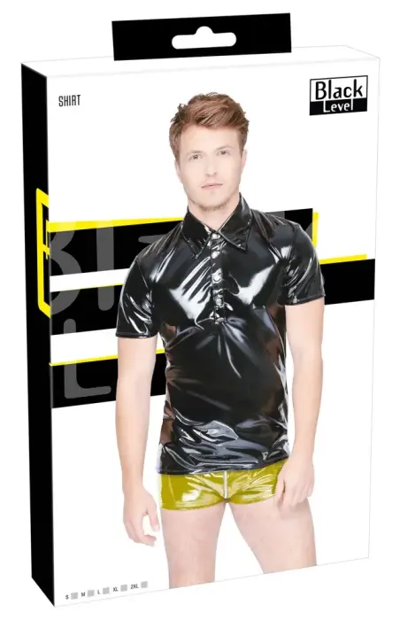 Black Level Shiny Vinyl Polo Shirt – XL