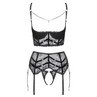 Cottelli LINGERIE Hebe кружевной комплект с бюстгальтером, поясом для чулок и стрингами – чёрный – 80B/M — Фото 7