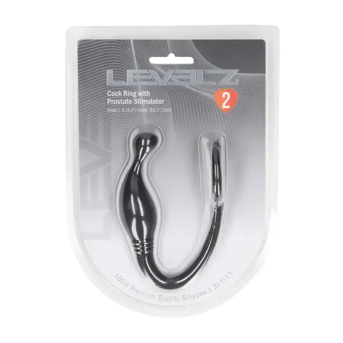 LEVELZ Silicone Intimate Support Ring S with Curved Prostate Massager – Black