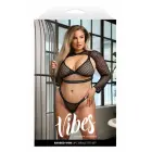 Fantasy Lingerie Barbed Wire – 3-piece fishnet bralette, long sleeve shrug and panty set with metallic barbed wire elastic – black – size QS — Photo 1