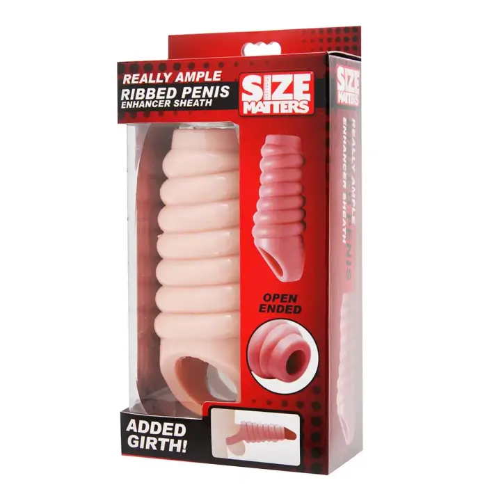 Really Spacious Ribbed Penis Enlargement Sleeve – 14.5 cm – Skin