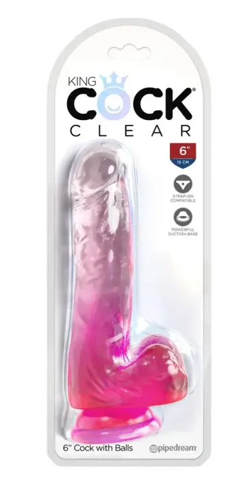 KingCockClear 6 munanditega dildo – 17.8 cm (7″) – Roosa