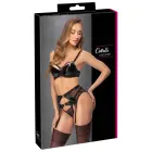 Cottelli LINGERIE mežģīņu un vinila zeķturu komplekts – melns – 85B/L — Foto 1