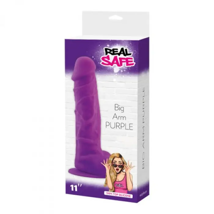 Reālistisks dildo ar sēkliniekiem – 23+ cm – Violets