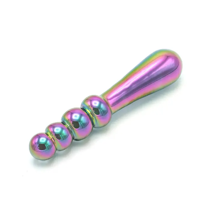 Kiotos klaasist vikerkaarevärviline helmestega dildo