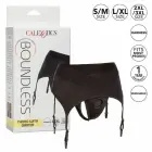 CalExotics Boundless бондажная упряжь-стринги с поясом для чулок S/M – чёрная — Фото 2