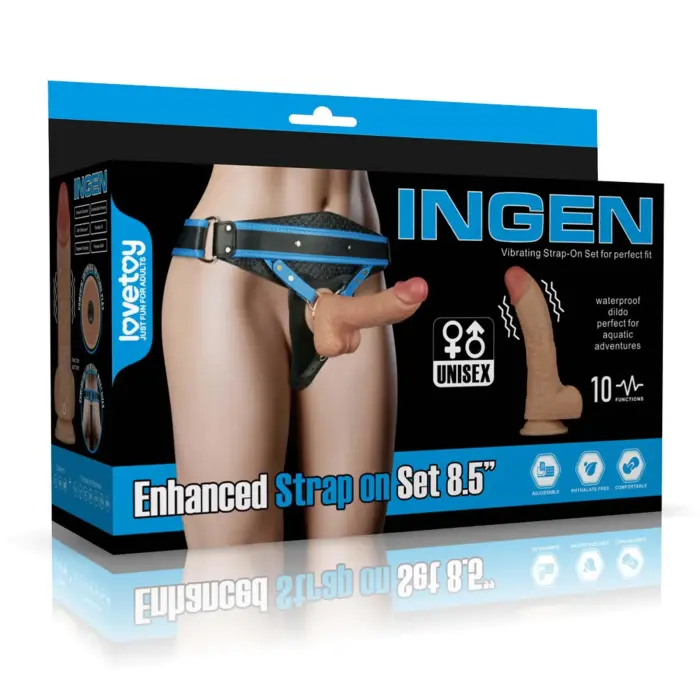 Vibrating Enhanced Strap-On Set – 8.5 inch, harness L/XL/2XL