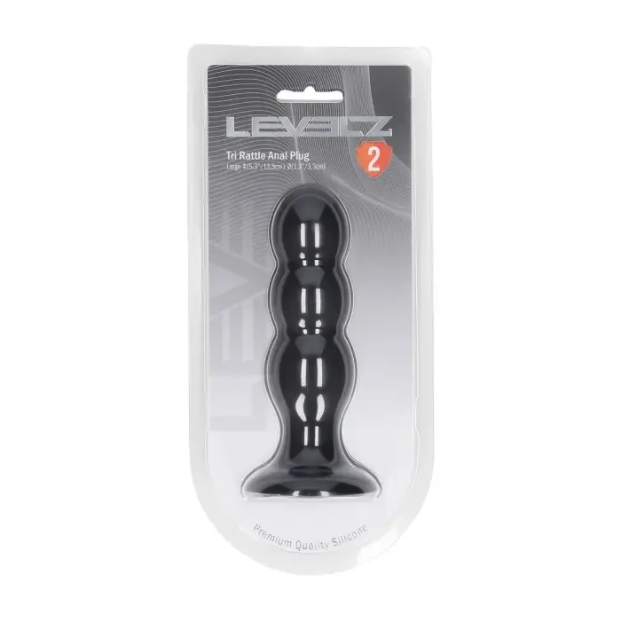 LEVELZ Tri Rattle Liquid Silicone Plug – L – Black