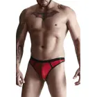 Vyriškas wetlook marškinėliai be rankovių ir stringų komplektas su dekoratyvia priekine juosta – raudonas – S Photo