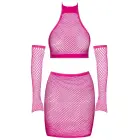 Cottelli FANTASY Topu, mini svārku un roku sildītāju komplekts – koši rozā – S/M Foto 5