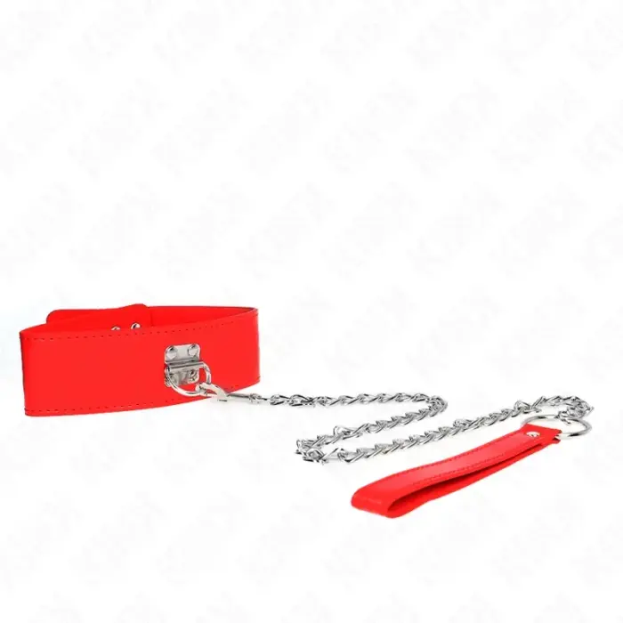 Kink Adjustable Red Collar with Wide Strap 33.5-41 cm, 65 cm Belt