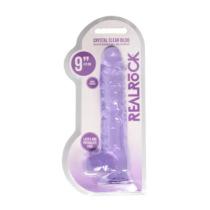 Reālistisks dildo ar sēkliniekiem un piesūcekni – 25 cm (9.8″) – Violets