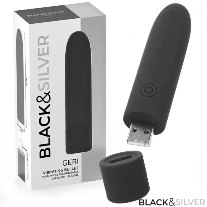 BLACK & SILVER GERI kompaktne vibraator – 10 cm (4″) – must
