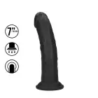 Dual Density Silicone Curved Realistic Dildo with Suction Cup - 7" / 18,5 cm - Black — Foto 2