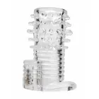 Vibrējoša teksturēta erekcijas uzmava – 9 cm (3.5″) – Caurspīdīgs — Foto 5