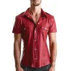 RMCarlo001 Military Style Shirt with Metal Studs – Red – L — Photo 1