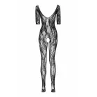 Christine Lace Fishnet Catsuit – õlgulangevad varrukad, lahtine haarats – must – universaalne suurus — Foto 5