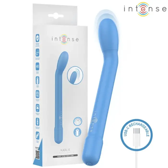 Intense Fun вибратор для точки G – 10 режимов, USB – голубой – 19 см