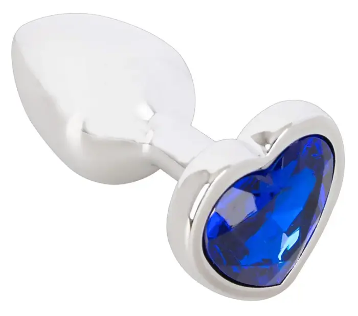 Metal Butt Plug with Heart-Shaped Gem – 7 cm