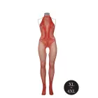 Сетчатое боди с кружевным узором и открытой промежностью – красное – Queen Size — Фото 8