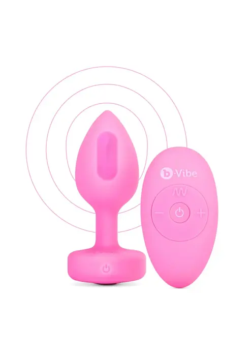 B-Vibe vibrējošs sirds formas anālais spraudnis – S – Rozā