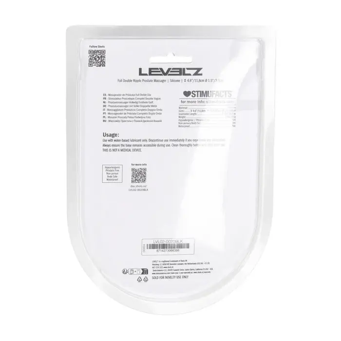 Pilns dubultais rievotais silikona prostatas masieris – 20 cm – Melns Foto 3