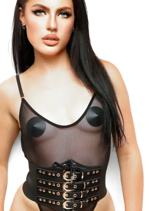Kinky Diva Buckled Front Waist Cincher – Gold – L/XL