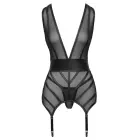 Cottelli LINGERIE dirželių korsetas ir stringų komplektas – juodas – M — Nuotrauka 7